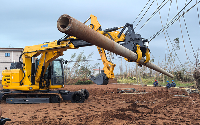 “摩羯”来袭，DG视讯开挖立杆一体机跑赢时间助力抗灾复电抢修