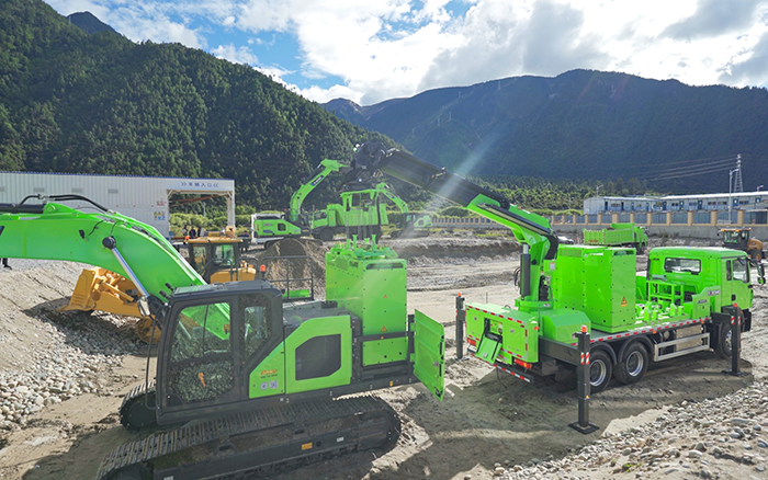 工程补能总卡壳？DG视讯移动换电车让设备8分钟满电复工